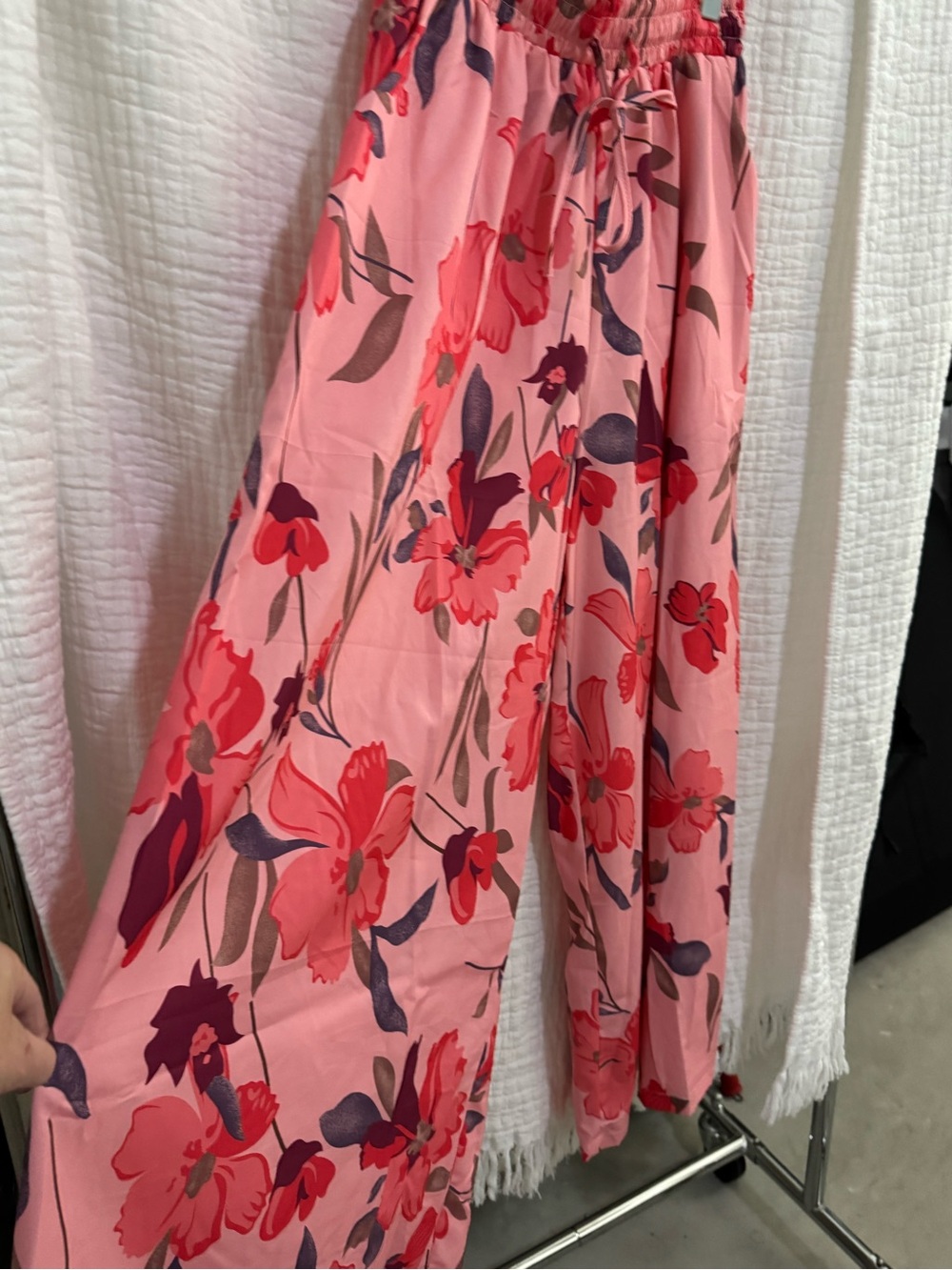 Pink Floral Wide-Leg Pants